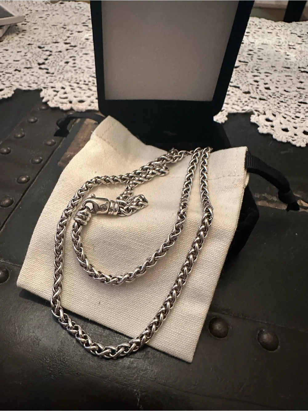 David Yurman Sterling Silver 4mm Wheat Weave Chain Necklace 22” - 30.9g!